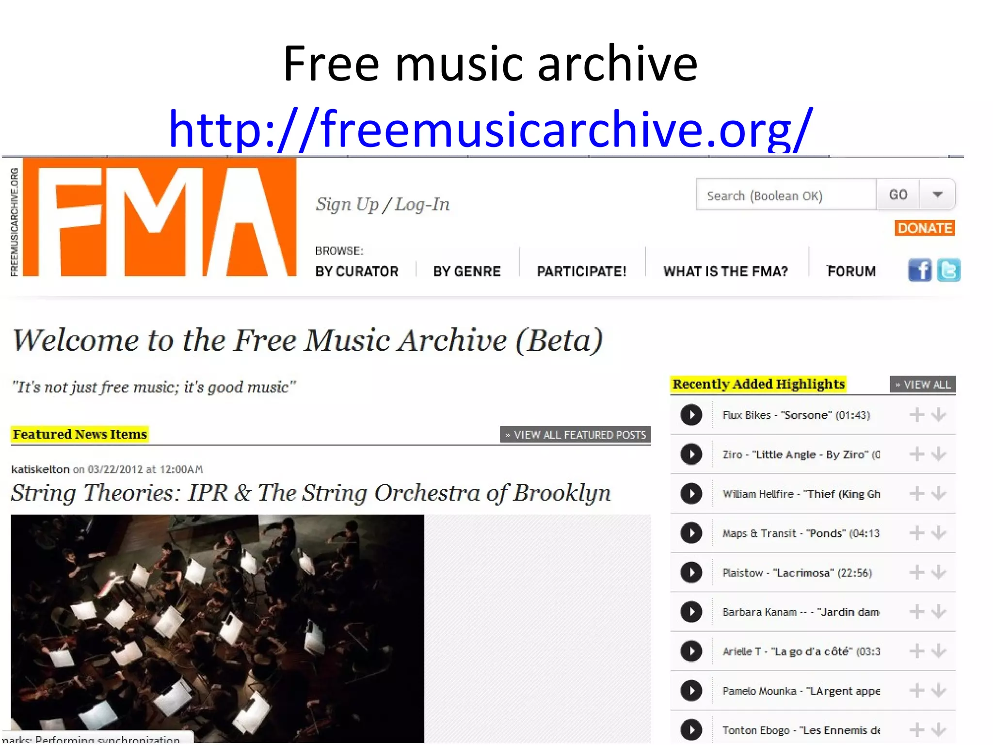 Free music archive
http://freemusicarchive.org/
 