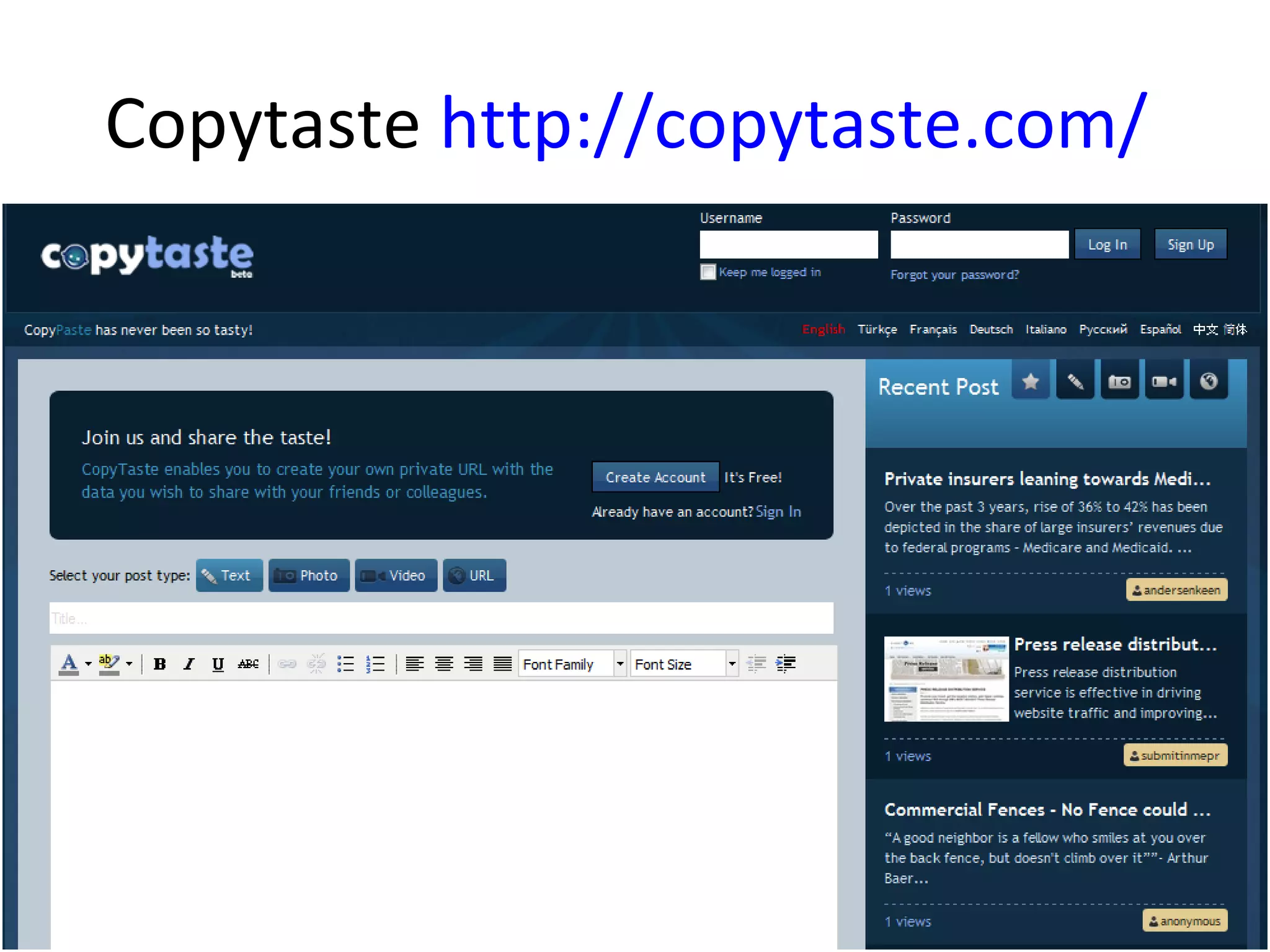 Copytaste http://copytaste.com/
 