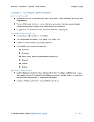 MMS2401 - Multimedia system and Communication Notes | PDF