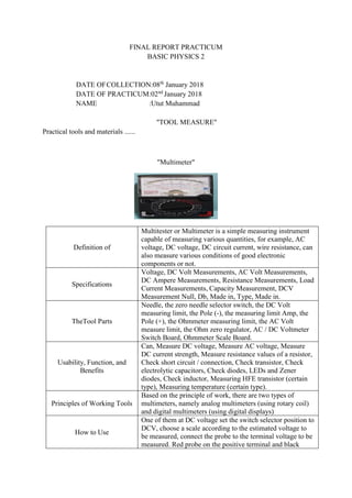 Multimeter Quote Paper Multimeter | PDF