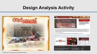 Design Analysis Activity
Web Source: TtU Cowamonus and Red Raider Meats
 