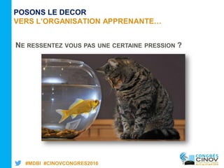 #MDBI #CINOVCONGRES2016
NE RESSENTEZ VOUS PAS UNE CERTAINE PRESSION ?
POSONS LE DECOR
VERS L’ORGANISATION APPRENANTE…
 