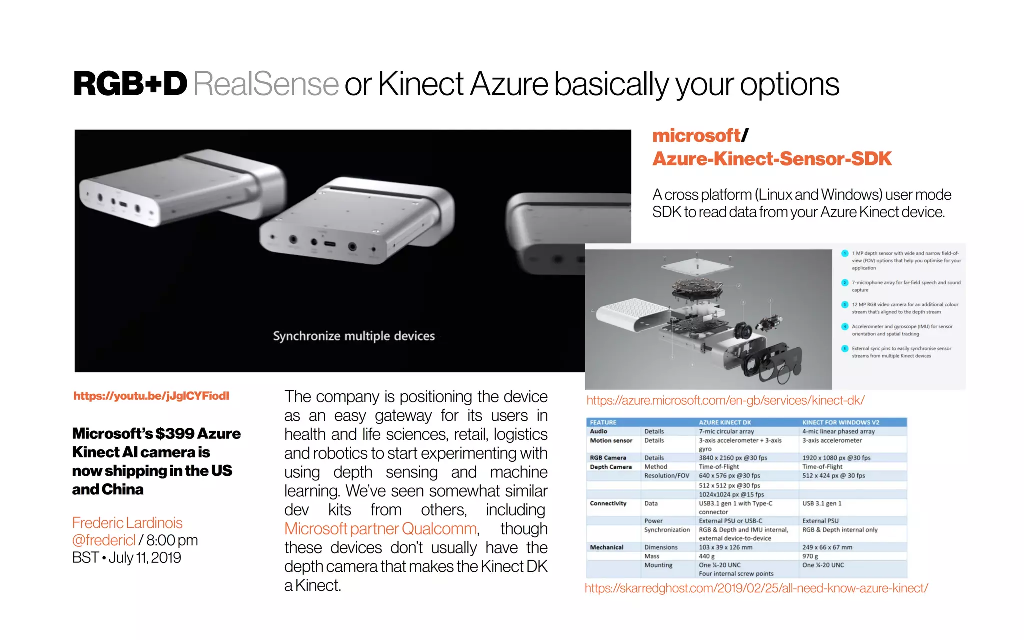 RGB+D RealSense or Kinect Azure basically your options
 