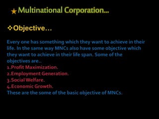 Multinational Corporation…
 