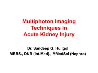 Multiphoton Imaging
Techniques in
Acute Kidney Injury
Dr. Sandeep G. Huilgol
MBBS., DNB (Int.Med)., MMedSci (Nephro)

 