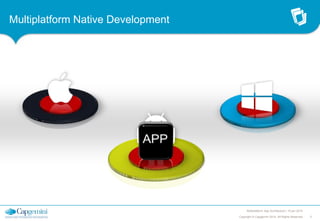 Multiplatform Native Development

Multiplatform App Architecture | 15 jan 2014
Copyright © Capgemini 2014. All Rights Reserved

5

 