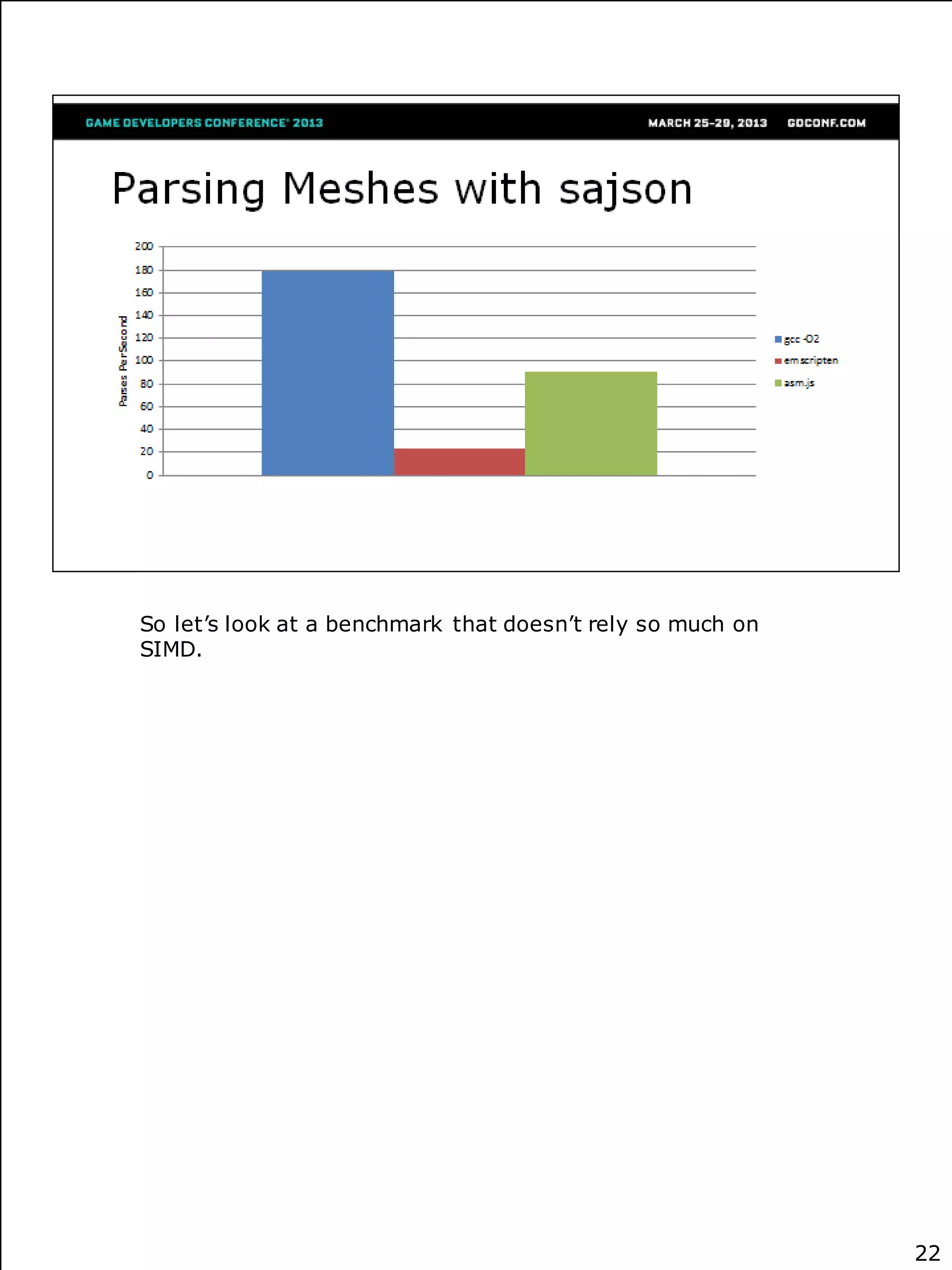 So let’s look at a benchmark that doesn’t rely so much on
SIMD.




                                                            22
 