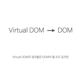 Virtual DOM DOM
Virtual DOM의 결과물은 DOM이 될 수도 있지만
 