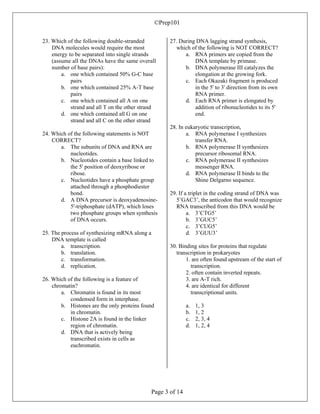 Multiple Choice Exam In Both Biology And Chemistry