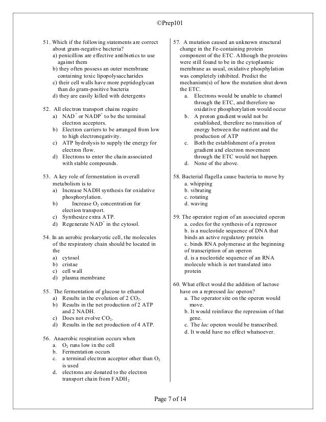 Multiple Choice Exam In Both Biology And Chemistry