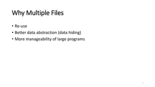 Multiple file programs, inheritance, templates | PPT