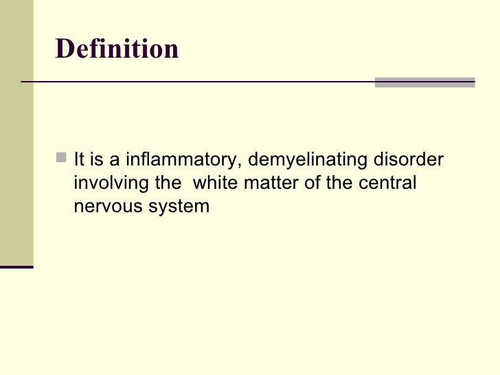 a description of multiple sclerosis Ok then, what is multiple sclerosis multiple sclerosis (ms) is an inflammatory disease of the central nervous system (cns) - that's the brain and spinal cord predominantly, it is a disease of the white matter tissue. a description of multiple sclerosis Ok then, what is multiple sclerosis multiple sclerosis (ms) is an inflammatory disease of the central nervous system (cns) - that's the brain and spinal cord predominantly, it is a disease of the white matter tissue.