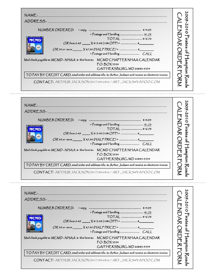 Multiple 09 Calendar Order Form