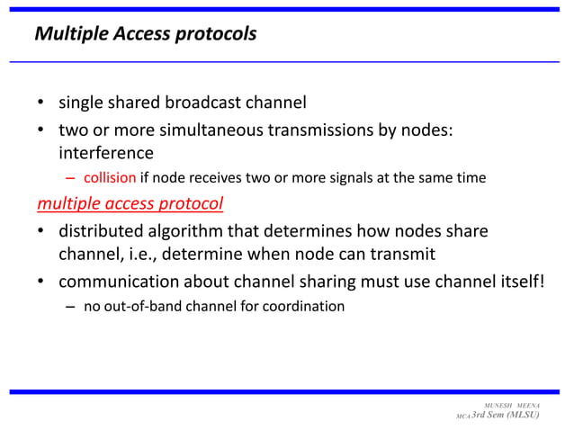 Multiple access control protocol | PPSX | Computer Networking | Computing