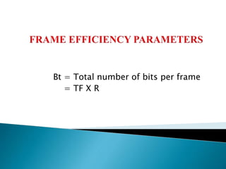 Bt = Total number of bits per frame
= TF X R
 