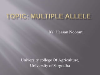 BY: Hassan Noorani
University college Of Agriculture,
University of Sargodha
 
