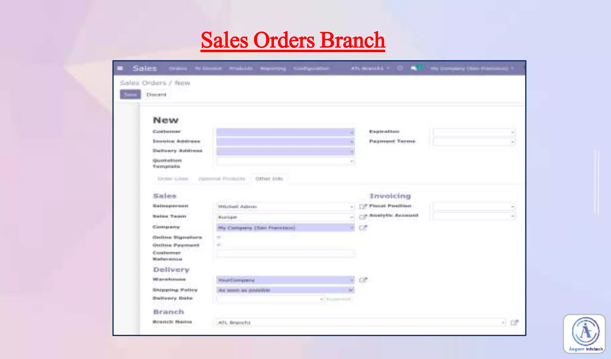 Sales Orders Branch
 