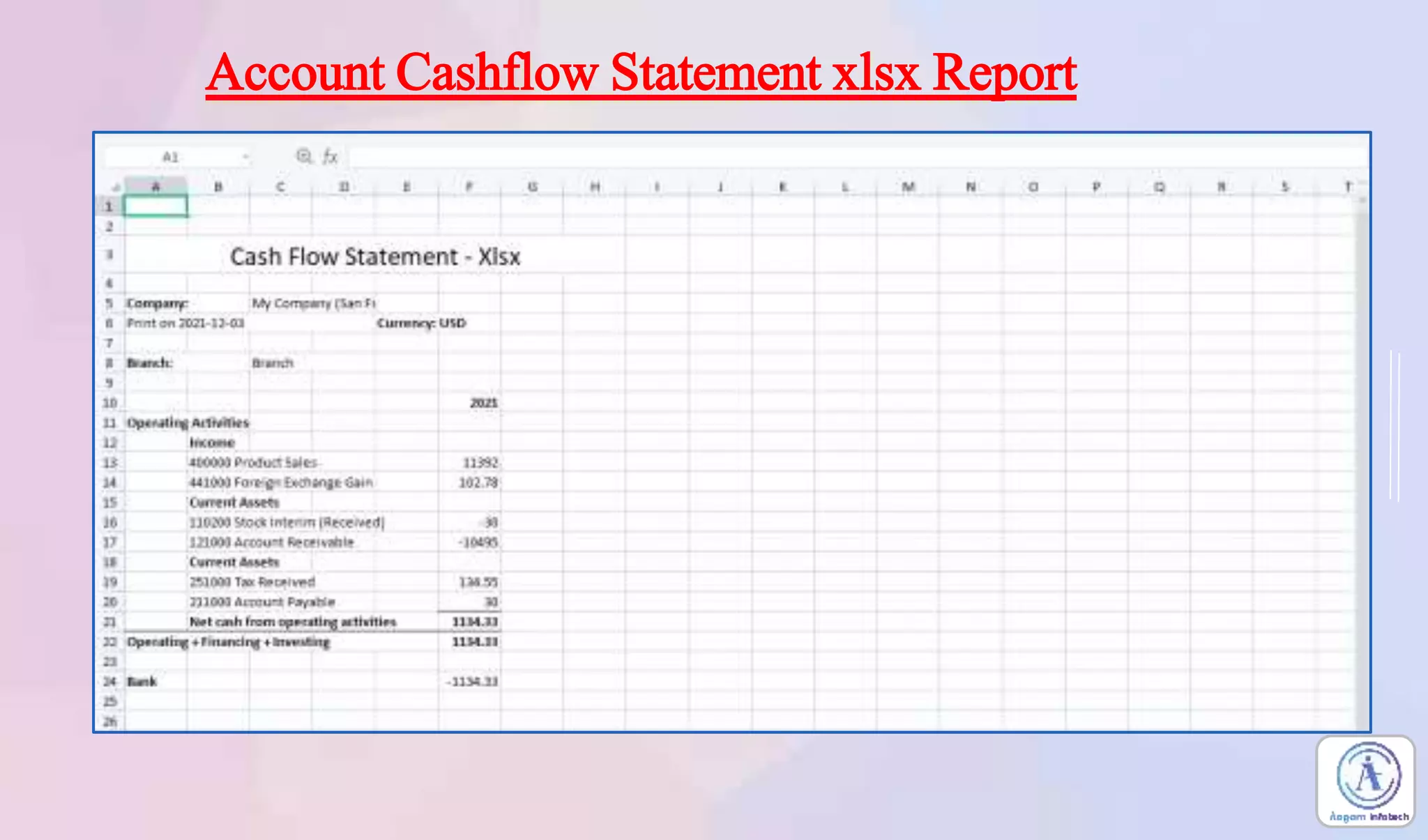 Account Cashflow Statement xlsx Report
 