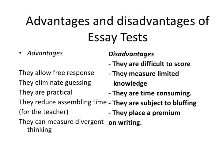 advantages of essay test items