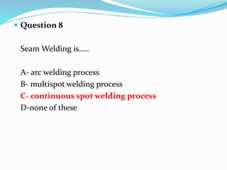 Multiple choice questions on manufacturing technology | PPTX