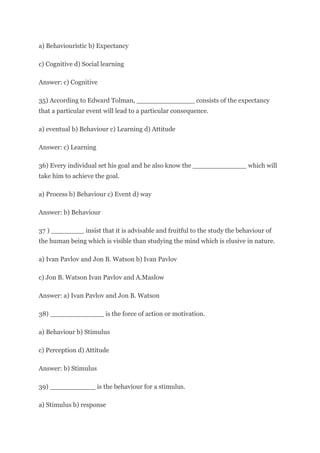 Multiple choice questions with answers | DOCX