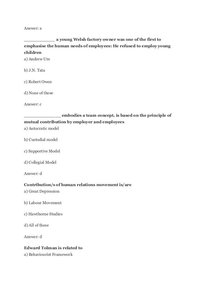 multiple choice answer