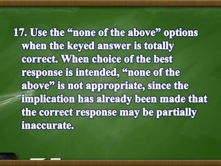 Multiple choice test (Assessment of Student Learning I)