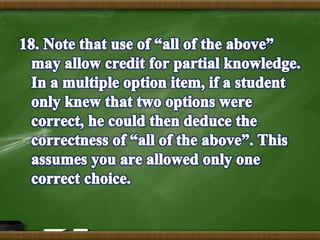 Multiple choice test (Assessment of Student Learning I)
