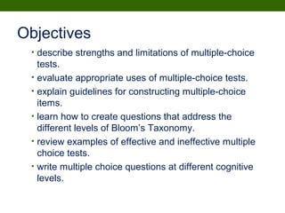 Multiple choice tests