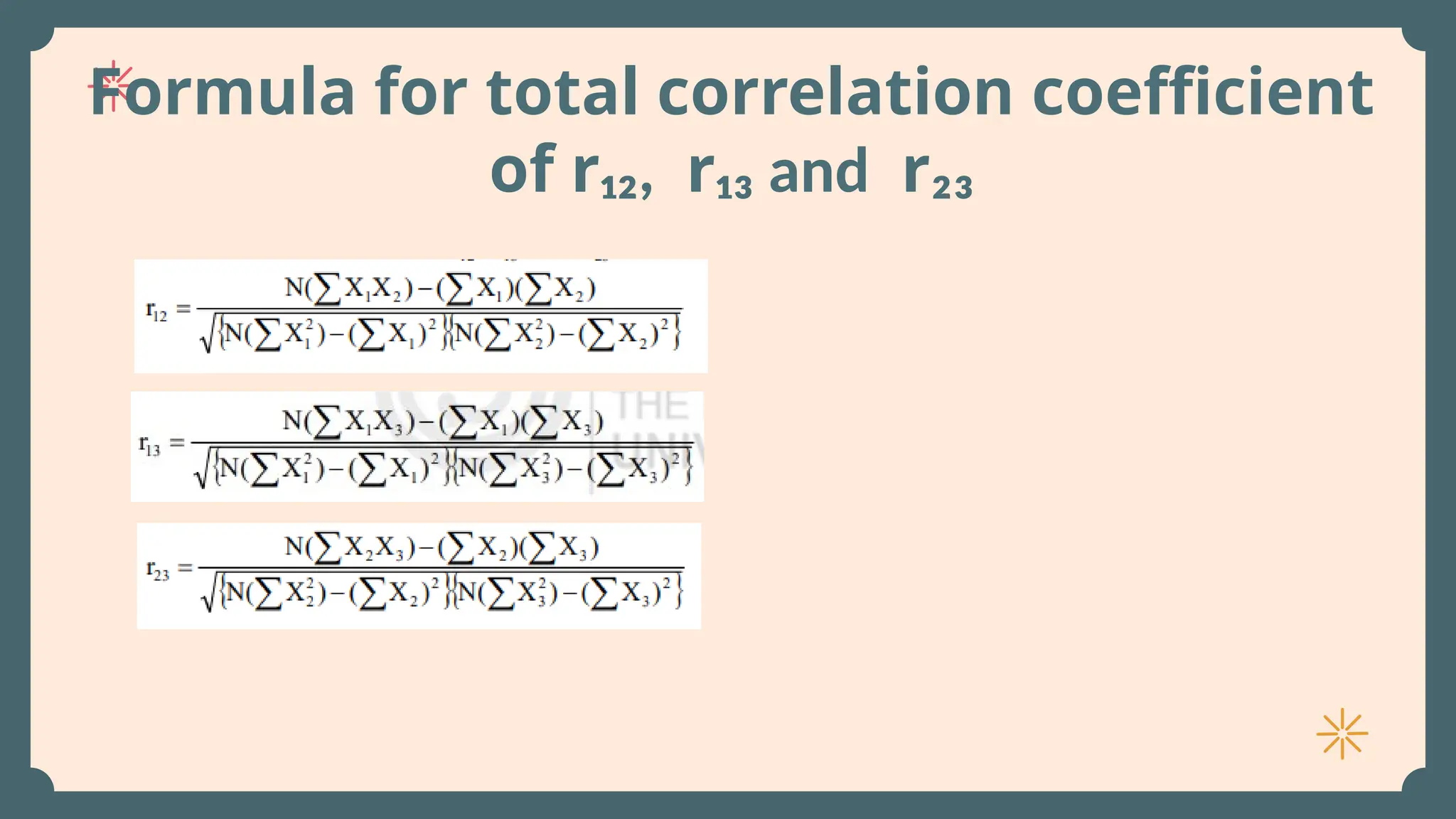 Formula for total correlation coefficient
of r₁₂, r₁₃ and r₂₃
 