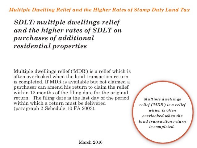 Multiple Dwellings Relief >> Multiple Dwellings Relief Higher Rates Of Sdlt March 2016 Multiple Dwellings Relief >> Multiple Dwellings Relief Higher Rates Of Sdlt March 2016