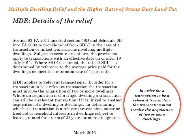 Multiple Dwellings Relief >> Multiple Dwellings Relief Higher Rates Of Sdlt March 2016 Multiple Dwellings Relief >> Multiple Dwellings Relief Higher Rates Of Sdlt March 2016