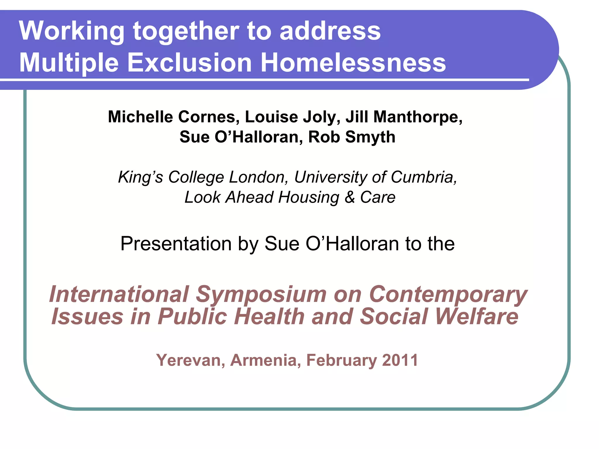 Multiple exclusion homelessness | PPT