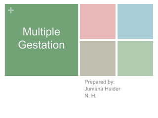 +
Multiple
Gestation
Prepared by:
Jumana Haider
N. H.
 