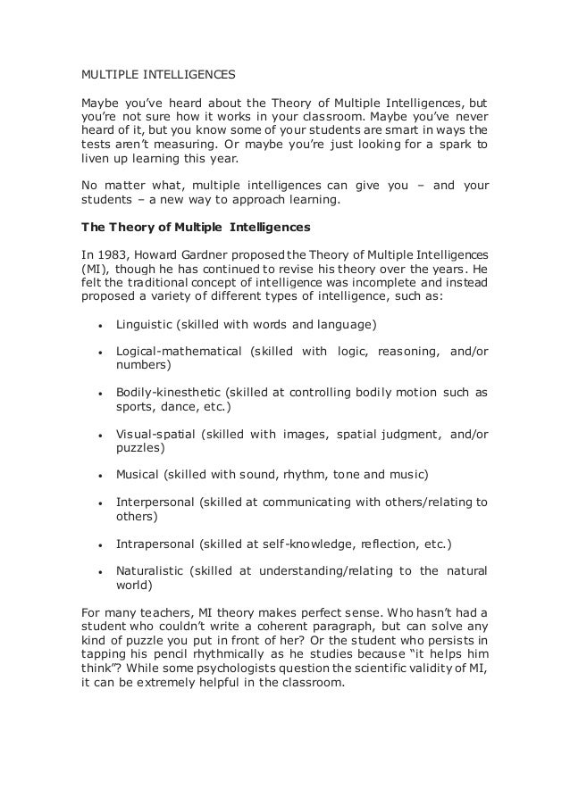 Multiple Intelligences - 