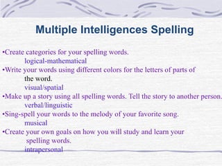 Multiple Intelligence For Learning Letters Multiple intelligences2011 12 | PPTX