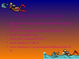 A Bite From The Internet
• http://www.arches.uga.edu/~hmt/webwrite/linguis
tics.htm
• http://www.cookps.act.edu.au/mi_ling.htm
• www.1stepenglish.com
• www.ul.ie/~mearsa/9519211/
• www.chariho.k12.RI.us
• www.chariho.k12.us/curriculum/MISmart/inter.ht
m
 