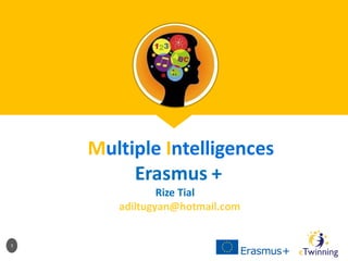 1
Multiple Intelligences
Erasmus +
Rize Tial
adiltugyan@hotmail.com
 