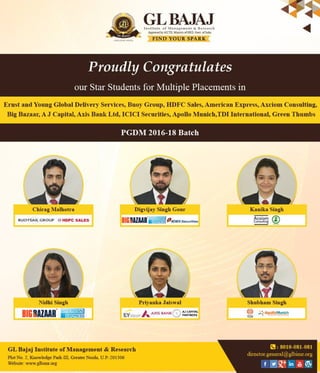 Multiple Placement Offers of PGDM Batch 2016-18.
