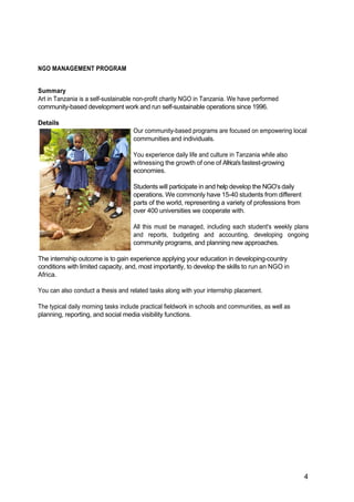 International Internship Opportunities in Tanzania for Community ...