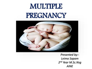 MULTIPLE
PREGNANCY
Presented by:-
Leima Sapam
2nd Year M.Sc.Nsg
AINE
 
