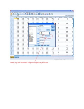 Finally, try the “backward” stepwise regression procedure.
 
