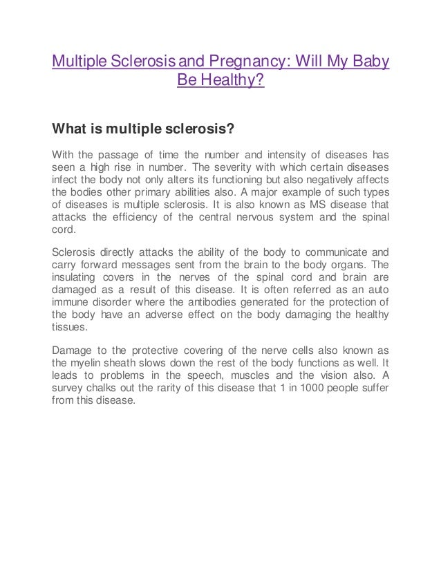 Multiple Sclerosis And Pregnancy