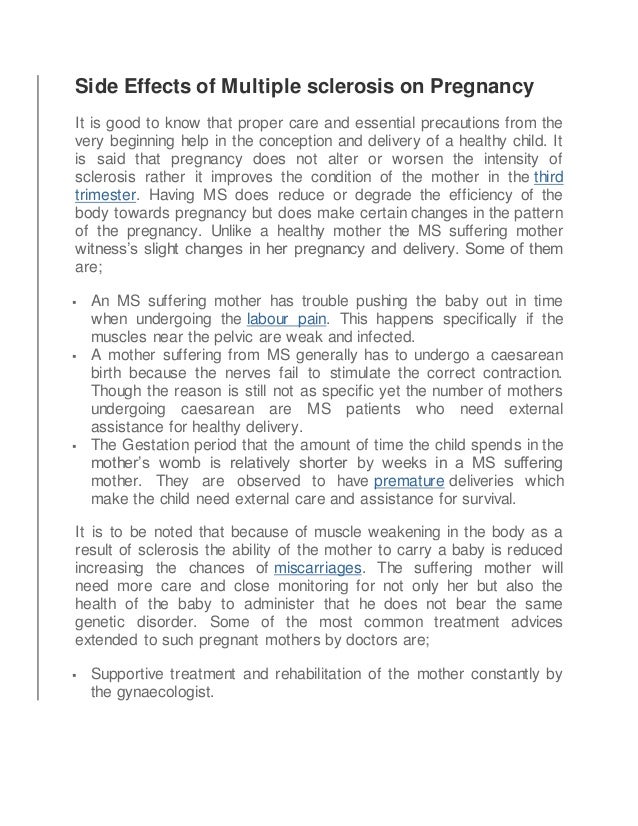 Multiple sclerosis and pregnancy