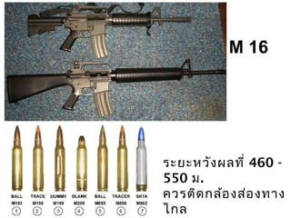 M 16
ระยะหวังผลที่ 460 -
550 ม.
ควรติดกล้องส่องทาง
ไกล
 