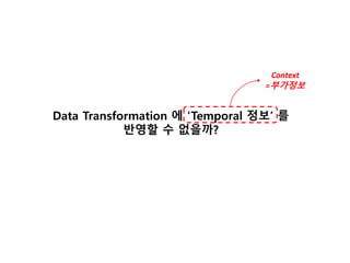 Data Transformation 에 ‘Temporal 정보’ 를
반영할 수 없을까?
Context
=부가정보
 