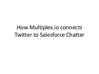 How Multiplex.io connects
Twitter to Salesforce Chatter
 