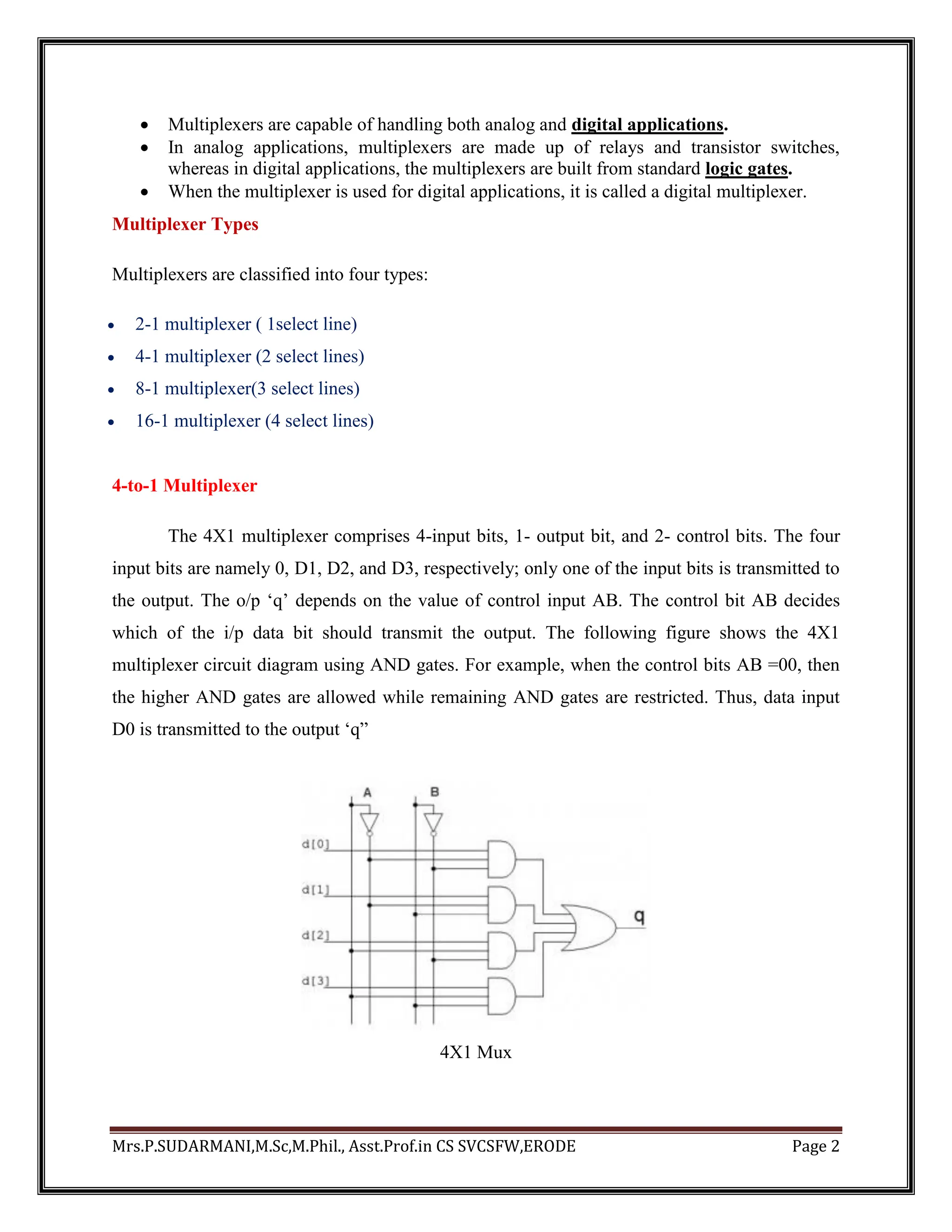 Multiplexer and Demultiplexer.pdf | Computer Peripherals | Computing