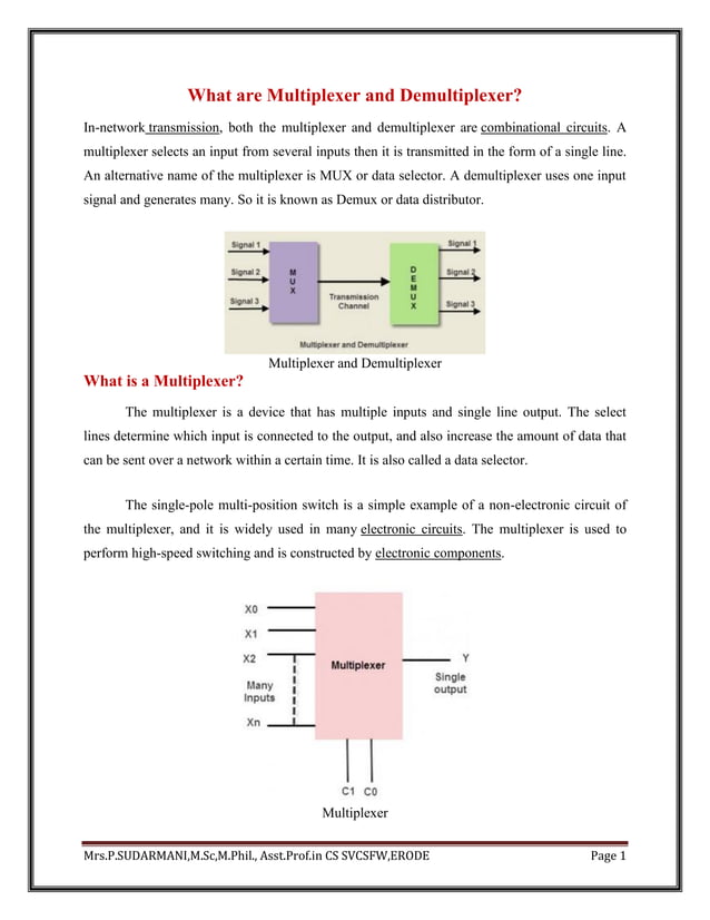 Multiplexer and Demultiplexer.pdf | Computer Peripherals | Computing
