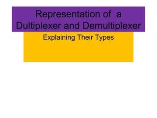 Representation of a
Dultiplexer and Demultiplexer
Explaining Their Types
 